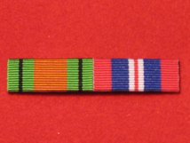 DEFENCE MEDAL AND END OF WAR MEDAL WW2 RIBBON SEW ON BAR