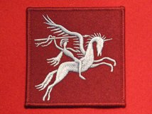 AIRBORNE DIVISION BADGE PEGASUS FORMATION DROP ZONE DZ BADGE LIGHT BLUE ON MAROON RIGHT FACING