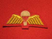 NUMBER 1 DRESS PARACHUTE WINGS GOLD ON RED BADGE
