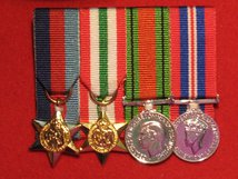 MINIATURE COURT MOUNTED 1939 45 STAR ITALY STAR DEFENCE AND END OF WAR MEDALS